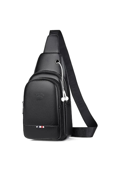 Newish Polo Kadın Deri Kulaklık Çıkışlı Bodybag Göğüs Ve Omuz Çantası New130 - Siyah