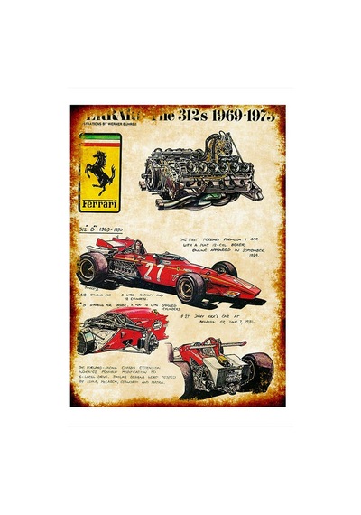 Bedeko Ferrari Formula 1 Desenli Ahşap Tablo 25 Cm X 35 Cm