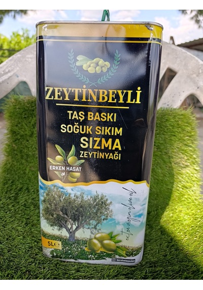 Zeytinbeyli Taşbaskı 5 Lt Natürel Sızma Soğuk Sıkım Zeytinyağı