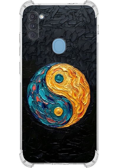 Samsung Uyumlu Galaxy M11 İle Köşe Korumalı Kılıf Metamorfoz Dualite Tasarımlı Uv Baskılı Şeffaf