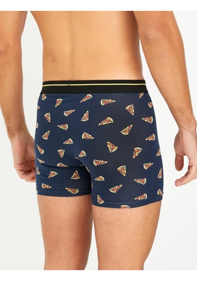 Koton 3'Lü Boxer Seti Pizza Baskılı Çok Renkli Gri Desenli 4Wlm90047Mk 4Wlm90047Mk0D4