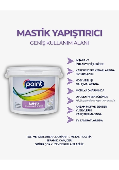 Tr Tam-fix - Çok Amaçlı Mastik Yapıştırıcı, İzolasyon Malzemesi Gri, 15 Kg Genel