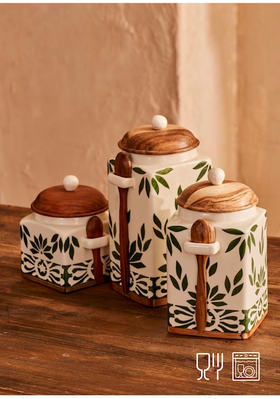 Bella Maison Molly Seramik Kavanoz Krem 800 Ml Krem
