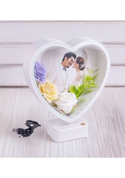 Bk Gift Kişiye Özel Fotoğraflı Güllü Ledli Kalp Abajur Çerçeve, Sevgiliye Hediye, Arkadaş Hediye Kobitmeyencom34137 Bk Gift