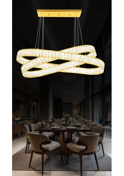 Vista Yemek Masası Taşlı Avize 7218-p85-9x-du Gold