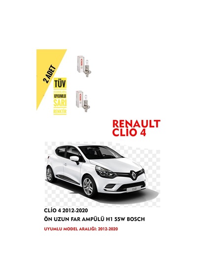 Clio 4 2012-2020 Ön Uzun Far Ampülü 2 Adet Sarı Renk
