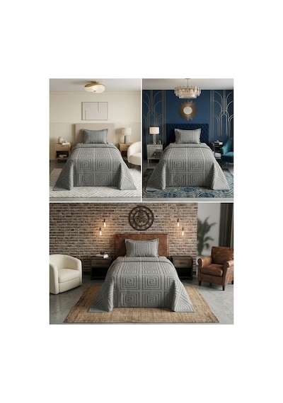 Premium Kabartma Dokulu Royal Model Tek Kişilik Yatak Örtüsü 1 Adet Yastık Kılıfı Dahil 180 X 240 Çok Renkli