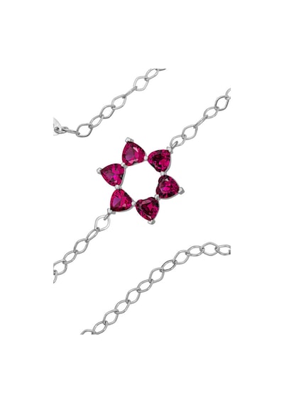 Aşkın Fısıltısı Mekik Zincirli Kalp Bileklik Ruby Taşlı 925 Ayar Gümüş Gümüş