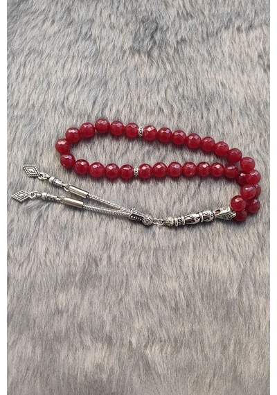 Chavin 8 Mm Kırmızı Katalin Taşlı Doğaltaş Tespih Ey06 Kırmızı