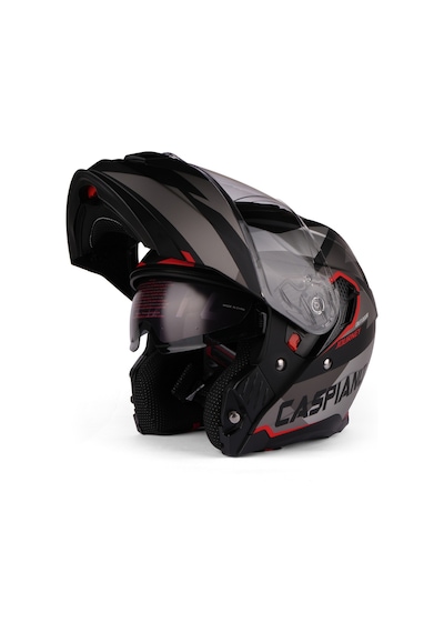 Vento Premium Çene Açılır Kask Güneş Vizörlü Siyah Kırmızı Ece 22.06 Sertifikalı Kırmızı Kırmızı