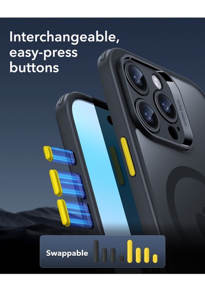 Esr Apple Uyumlu iPhone 16 Pro Halolock Magsafe Hybrid Silikon Kılıf Buzlu Siyah + Ekran Koruyucu Set Şeffaf Siyah