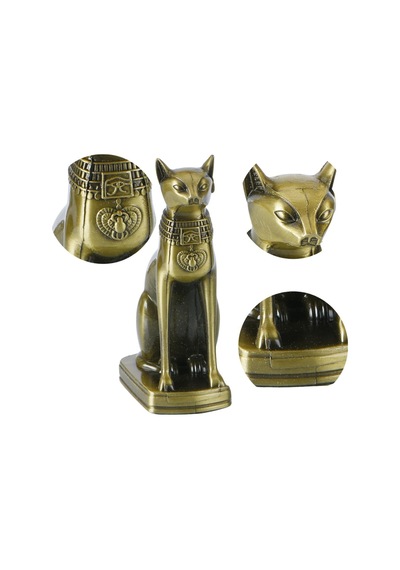 Antik Mısır Kedi Heykeli Bastet Metal Dekoratif Hediyelik Biblo 8x15cm
