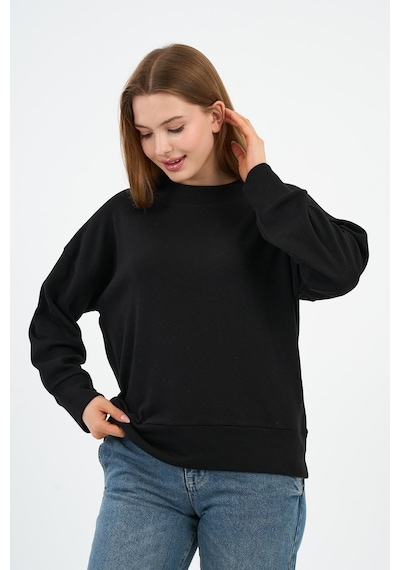 Alexander Gardi Kadın Bisiklet Yaka Çizgili Sweatshirt B24-00248 Siyah