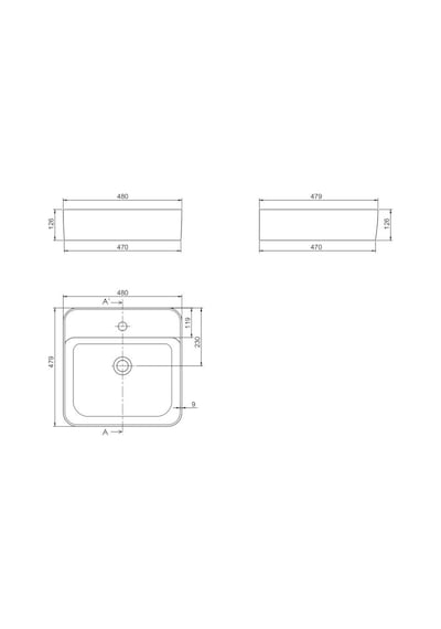Turkuaz Cerastyle Hera Tezgah Üstü Lavabo 48 48 Cm