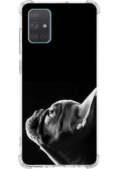 Samsung Galaxy A71 Uyumlu Köpek 1 Baskılı Şeffaf Köşe Korumalı Antişok Kılıf