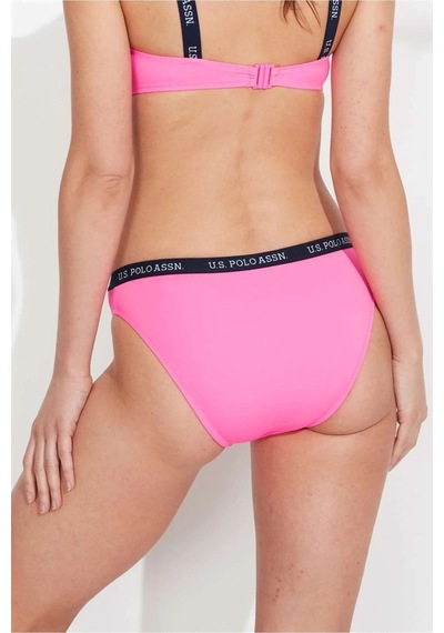 U.S. Polo Assn. Kadın Pembe Kalın Kenarlı Lastikli Bikini Alt Pembe