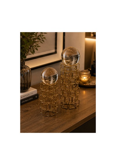 Sleep Nova Royal Sphere Dekoratif Gold Metal Küre Biblo Seti