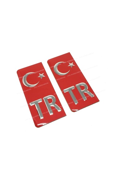 Tr Plaka Arması Metal Etiket Sticker Kırmızı 2& 39li Standart