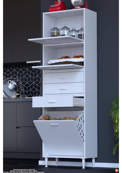 Yaren 55 Cm Erzak Dolabı 2 Kapaklı 3 Çekmeceli Sepetli Çok Amaçlı Mutfak Kiler Dolabı 55x194x32 Cm Beyaz Yaren 55 Cm Erzak Dolabı 2 Kapaklı 3 Çekmeceli Sepetli Çok Amaçlı Mutfak Kiler Dolabı 55x194x32 Cm Beyaz