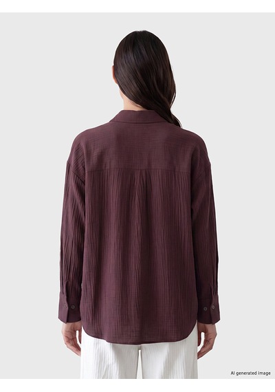Lcw Everyday Mürdüm Dokulu Oversize Kadın Gömlek