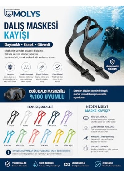 Dalış Maskesi Kayışı Açık Bej