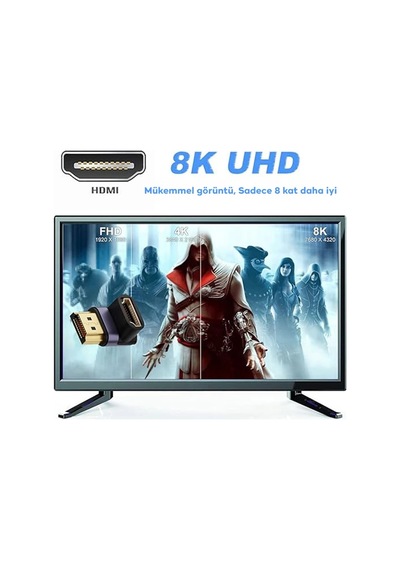 Ally Hdmı To Hdmı 8k 2.1uhd 90 Derece Mıknatıs Başlıklı Çevirici Otg Adaptör- 5775