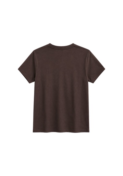 Vadon 1009 Kadın Pamuklu Regular Fit Bisiklet Yaka Yumuşak Dokulu Kısa Kollu Basic T-shirt Kahverengi