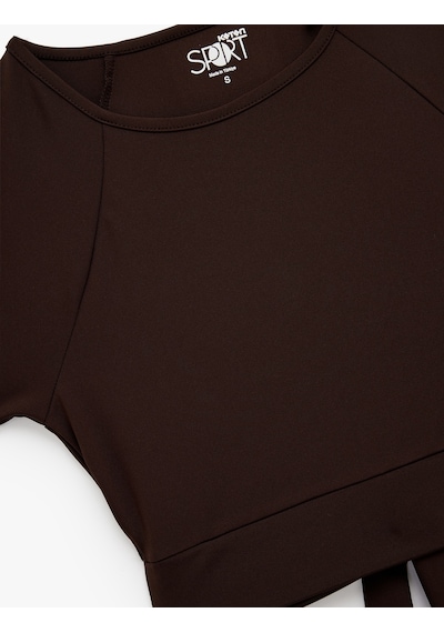 Koton Slim Fit Kısa Kollu Bisiklet Yaka Crop Bağlama Detaylı Spor Tişört Kahverengi 6wak10025nk Kahve Koton Slim Fit Kısa Kollu Bisiklet Yaka Crop Bağlama Detaylı Spor Tişört Kahverengi 6wak10025nk Kahve