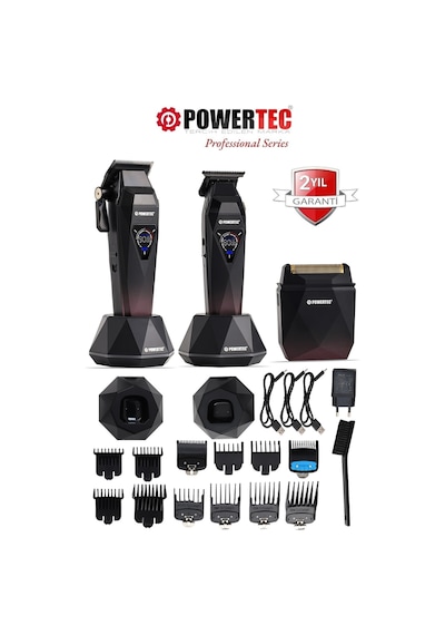 Powertec TR-5800 Saç-Sakal-Ense-Günlük Tıraş Makinesi 3'lü Set 0.5mm Tarak Dahil﻿