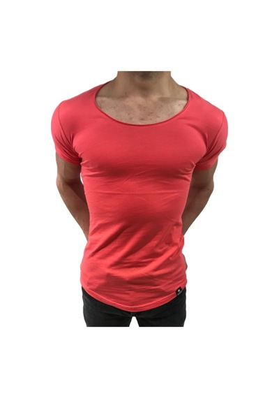 Bybülent Oval Yaka Açık Yaka Erkek Tişört Likralı Slim Fit