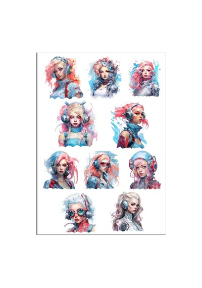 Renkli Kadınlar Sticker Set