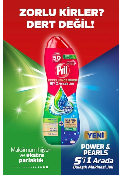 Pril Excellence Duo Jel Bulaşık Makinesi Deterjanı 900ml 50 Yıkama Yağ Çözücü
