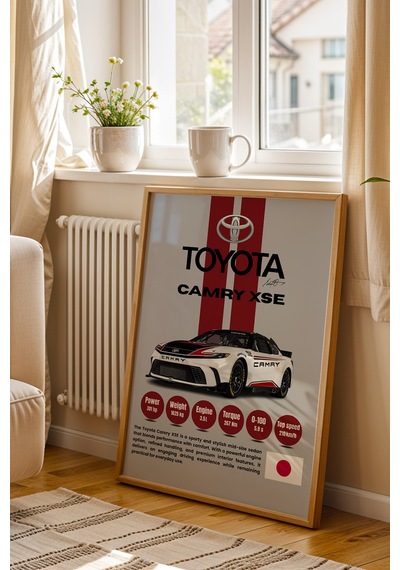 Toyota Camry Xse Premium Spor Araba Tablosu - Teknik Özellikli Otomobil Duvar Dekoru Kayın