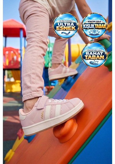 Cool Pudra Cırt Bantlı Kız Çocuk Yürüyüş Ve Spor Ayakkabı Sneaker Coop F