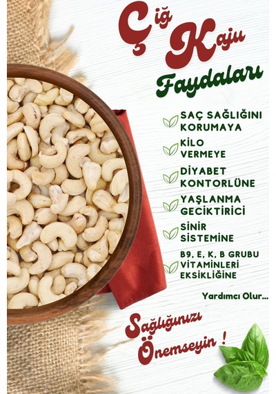 Yörem Afyon Duble Boy Tuzsuz Işlenmemiş Kavrulmamış Yeni Mahsül Glütensiz Çiğ Kaju 130gr. 130 G