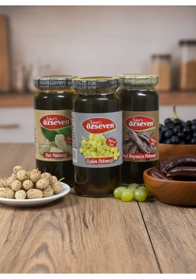 Özseven Geleneksel Pekmezler 3 Lü Paket - Üzüm 800gr , Dut 800gr & Keçiboynuzu 800gr 3x800gr