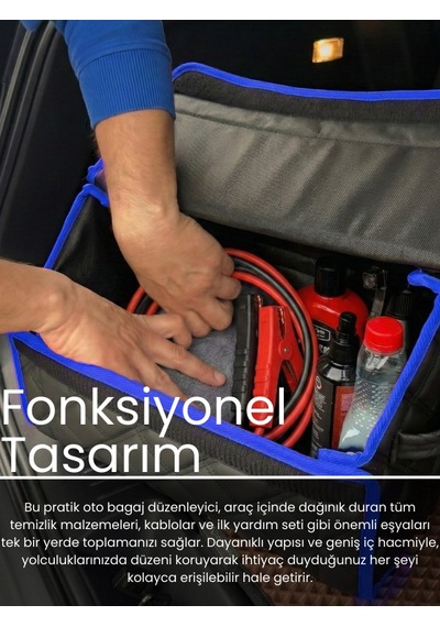 Araç Bagaj Düzenleyici Organizer Deri Kaymaz Cırt Bantlı Geniş Hacimli Çanta,su Geçirmez A5