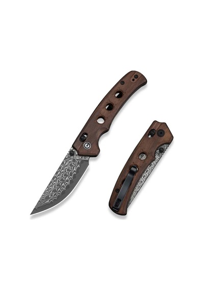 Civivi Noctis Guibourtia Wood Handle Damascus Blade Kamp Çakı Kahverengi