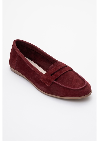 Luvishoes Luvi Shoes F02 Bordo Süet Hakiki Deri Kadın Loafer Ayakkabı Bordo