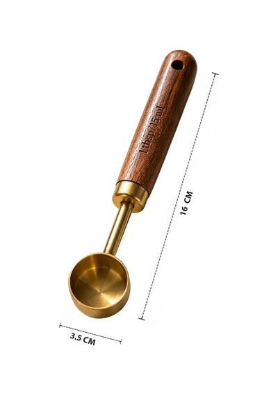 15 Ml Ahşap Saplı Gold Kahve Ölçü Kaşığı Paslanmaz Çelik Kahve Çay Mama Ölçme Kaşığı Altın