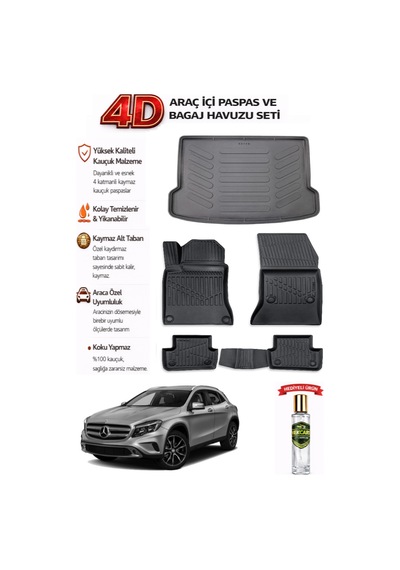 Mercedes Gla 2014 Model Araca Özel Kokusuz Paspas Takımı + Bagaj Havuzu