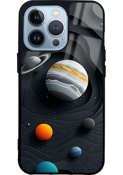 Apple Uyumlu iPhone 13 Pro Planet Fold Tasarımlı Glossy Telefon Kılıfı Çok Renkli