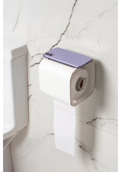 Porsima 2li Banyo Seti Yapışkanlı Banyo Tuvalet Kağıtlığı Tuvalet Fırçası Peçetelik Tuvalet Fırçalığı Beyaz Gri Beyaz - Gri