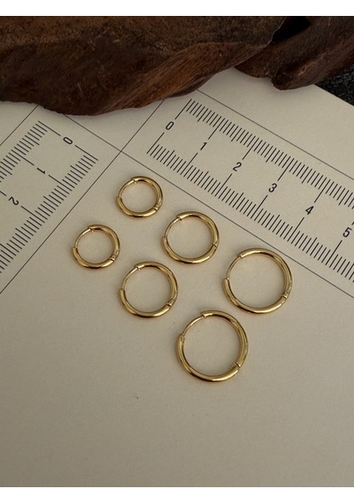 316 L Çerrahi Çelik 6 Lı Halka Küpe Seti Gold Renk Halka Küpe Çelik Küpe 8,10,12 Mm