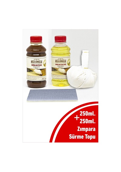 Mega Gomalak Doğal Ahşap Cila Seti Gomalak Cilası 250 ML + Gomalak Cilası Yağı 250 ML+ Sürme Topu + Zımpara