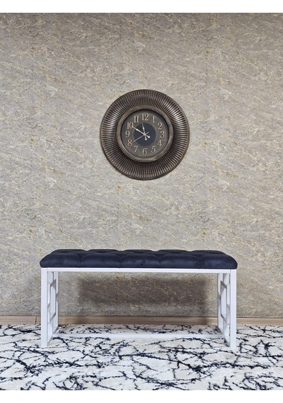Zafir Beyaz Boyalı İçi Kareli Diktörtgen 100 Cm X 40 Cm Oturak Puf - Bench - Makyaj Oturağı - Oturak Füme
