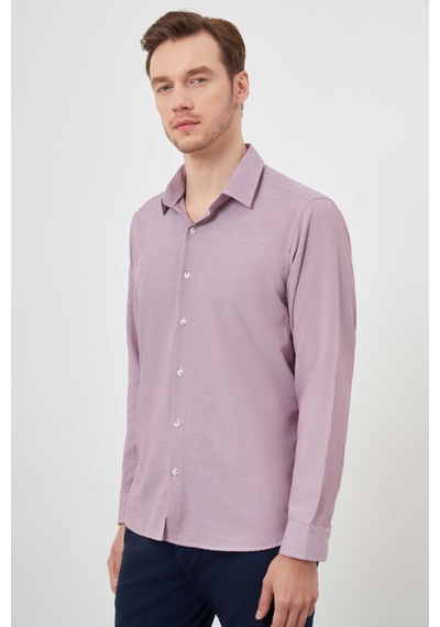 Morven Erkek Kırmızı Slim Fit Desenli Gömlek 24mc004095550 Kırmızı