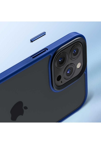 Apple Uyumlu iPhone 13 Mini Kılıf Kenarları Renkli Arkası Mat Kılıf Lacivert