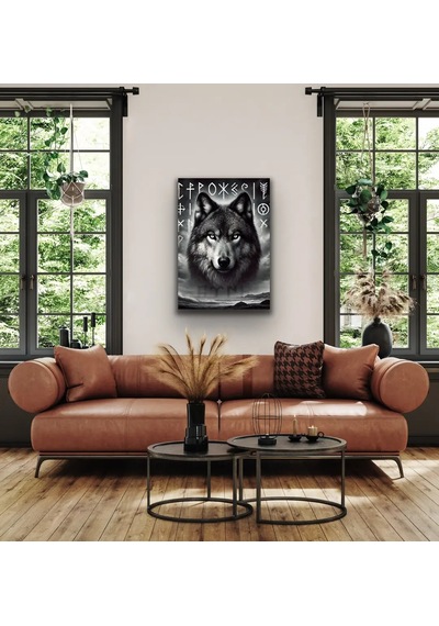 Asil Kurt Temalı Kanvas Tablo 70x100cm Siyah