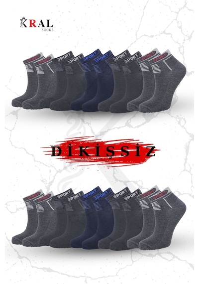 Kral Socks Yeni Sezon Çorap Unisex 10 Çift Parfümlü Yıkamalı Dikişsiz Pamuklu Erkek Çorap Asorti
